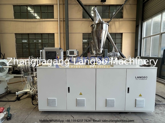 OPVC Pipe Extrusion Line 16-160mm PVC Pipe Maker Conical Twin Screw Extruder