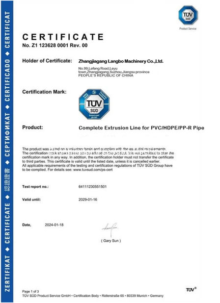 China Zhangjiagang Langbo Machinery Co. Ltd. certificaten