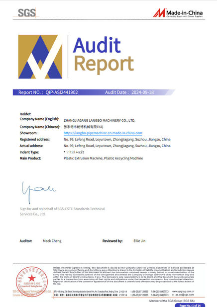 China Zhangjiagang Langbo Machinery Co. Ltd. certificaten